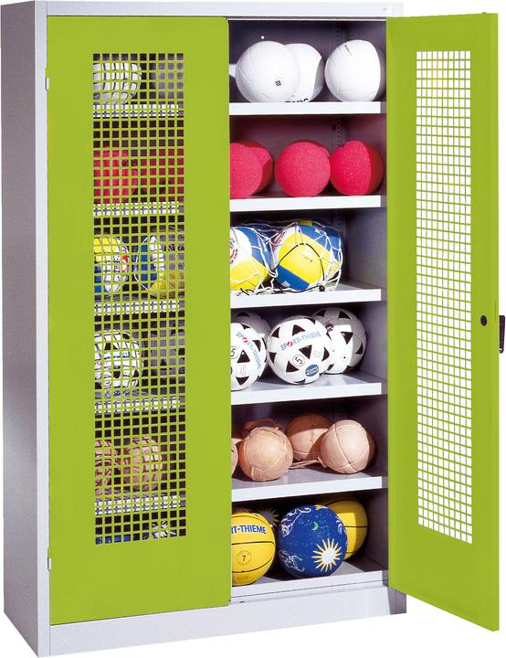 C+P Ballschrank (HxBxT: 195x120x50 cm, mit Lochblech-Flügeltüren, Typ 3)