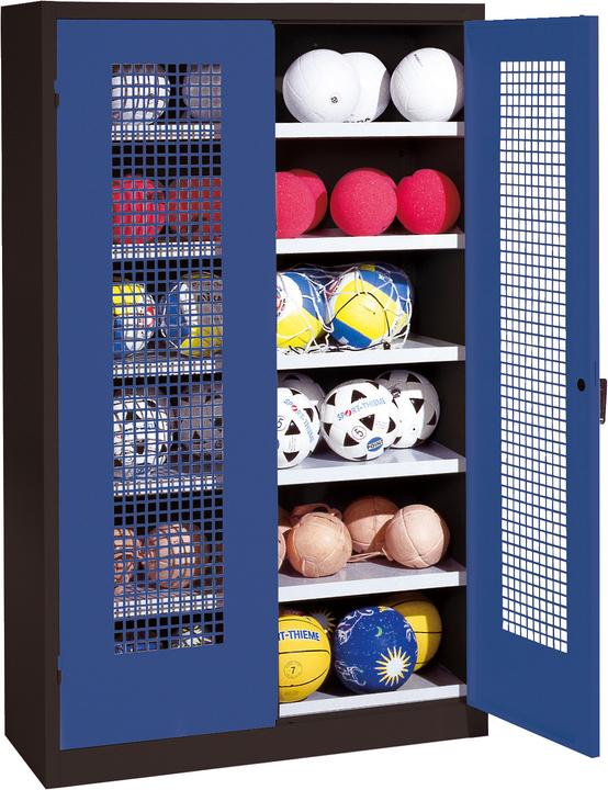 C+P Ballschrank (HxBxT: 195x120x50 cm, mit Lochblech-Flügeltüren, Typ 3)