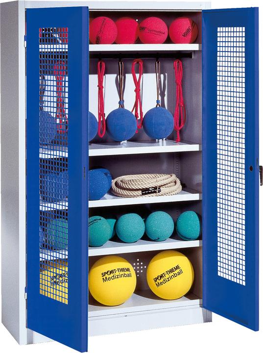 Produktbild C+P Sportgeräteschrank (HxBxT: 195x120x50 cm, mit Lochblech-Flügeltüren, Typ 2)