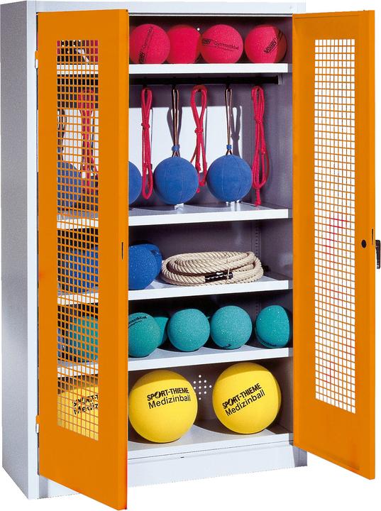 Produktbild C+P Sportgeräteschrank (HxBxT: 195x120x50 cm, mit Lochblech-Flügeltüren, Typ 2)