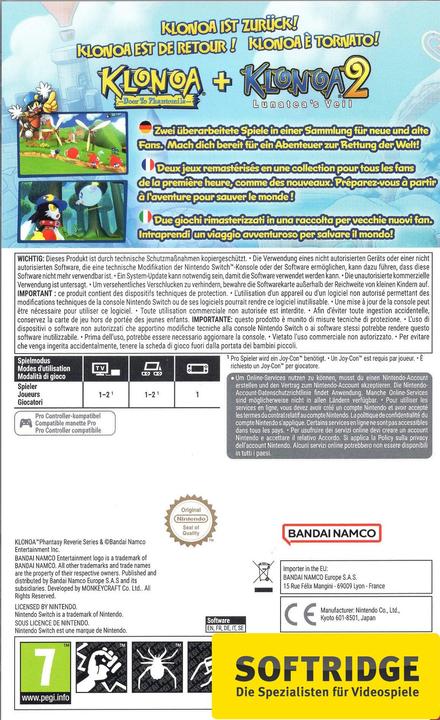 Actual product image Bandai Namco Klonoa: Phantasy Precincts Series (Switch, FR, DE, IT)