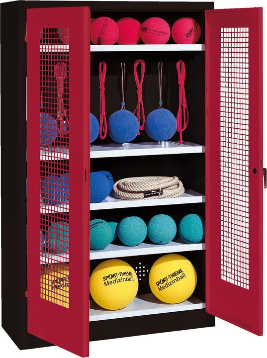 C+P Sportgeräteschrank (HxBxT: 195x120x50 cm, mit Lochblech-Flügeltüren, Typ 2)
