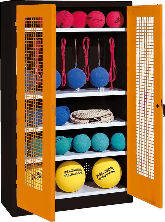 C+P Sportgeräteschrank (HxBxT: 195x120x50 cm, mit Lochblech-Flügeltüren, Typ 2)