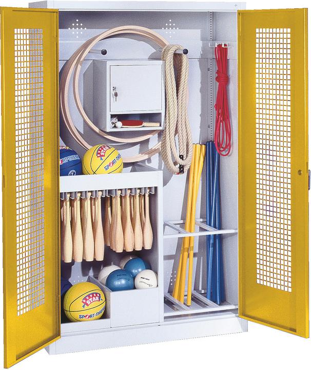 Produktbild C+P Sportgeräteschrank (HxBxT: 195x120x50 cm, mit Lochblech-Flügeltüren, Typ 1)