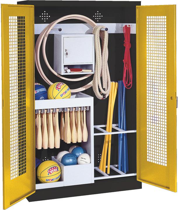Produktbild C+P Sportgeräteschrank (HxBxT: 195x120x50 cm, mit Lochblech-Flügeltüren, Typ 1)