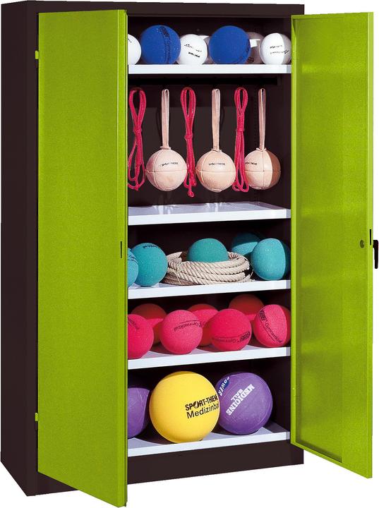 C+P Armoire pour équipements sportifs (HxLxP : 195x120x50 cm, avec portes battantes en tôle pleine