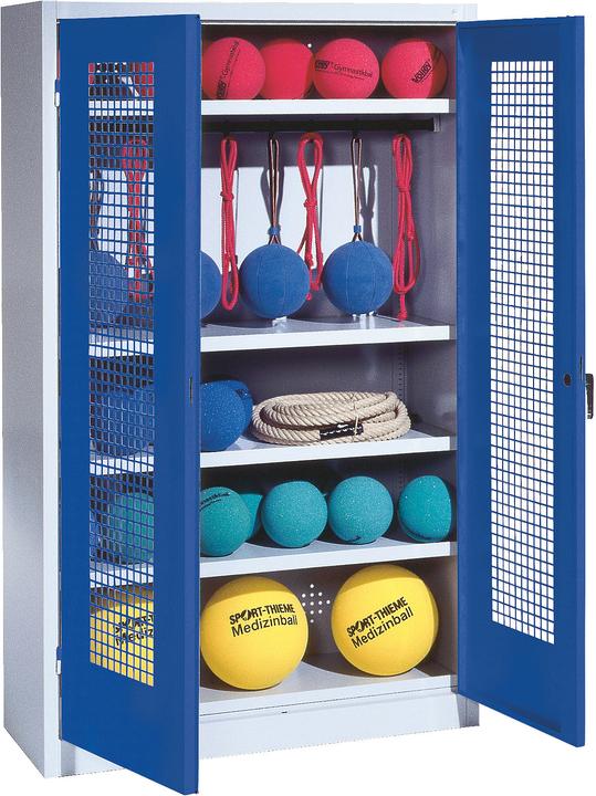 Produktbild C+P Sportgeräteschrank (HxBxT: 195x120x50 cm, mit Lochblech-Flügeltüren, Typ 2)