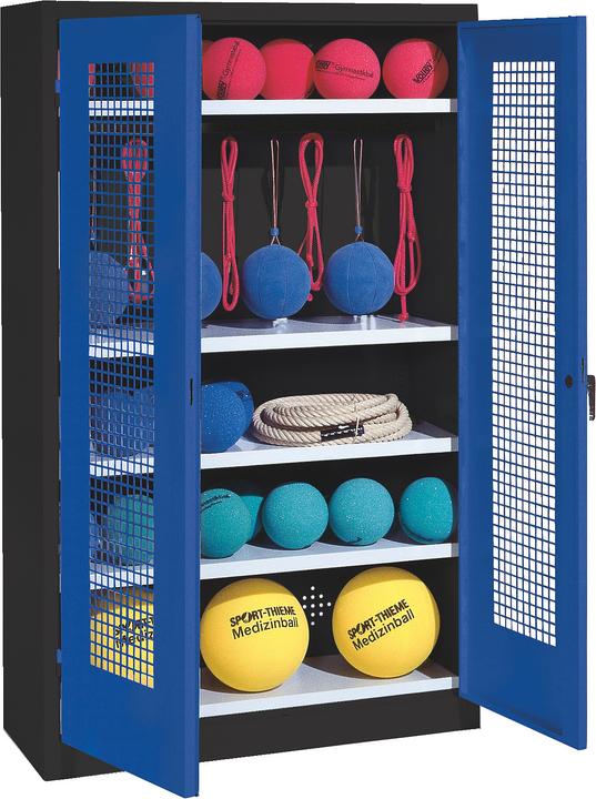 Produktbild C+P Sportgeräteschrank (HxBxT: 195x120x50 cm, mit Lochblech-Flügeltüren, Typ 2)