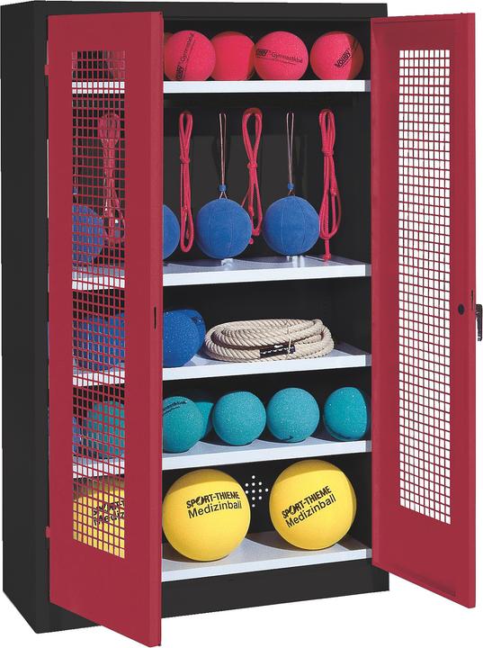 Produktbild C+P Sportgeräteschrank (HxBxT: 195x120x50 cm, mit Lochblech-Flügeltüren, Typ 2)