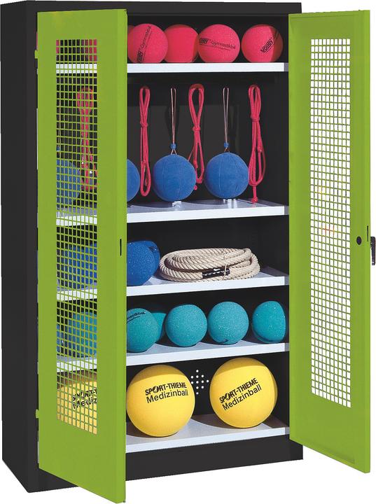 C+P Sportgeräteschrank (HxBxT: 195x120x50 cm, mit Lochblech-Flügeltüren, Typ 2)