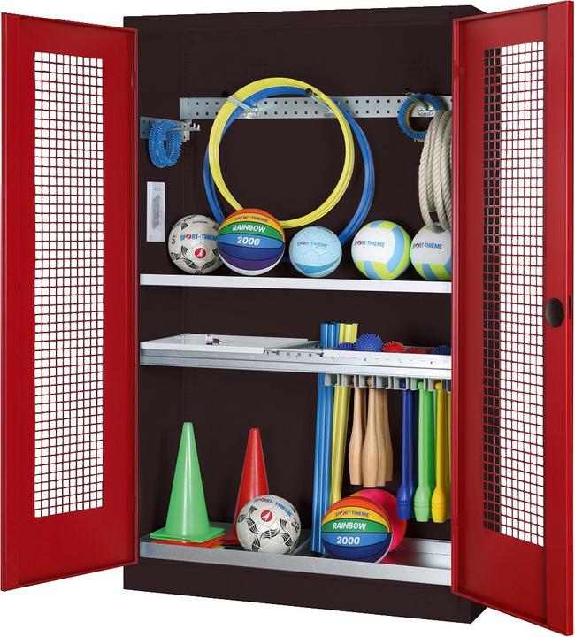 Actual product image C+P Modular sports equipment cabinet with complete equipment (HxWxD: 195x120x50 cm, with perforated