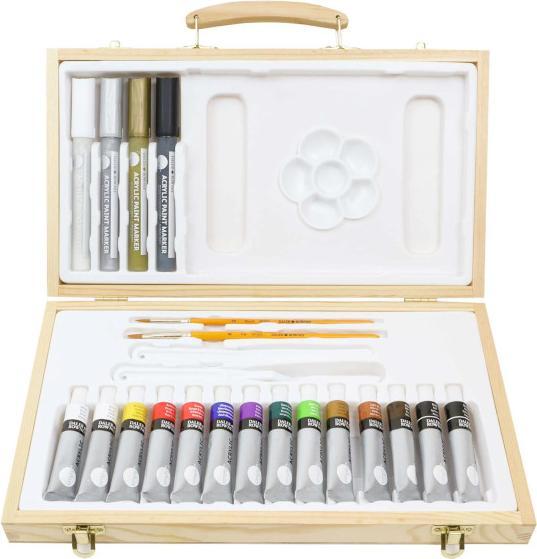 Actual product image Daler-Rowney Acrylic paint Simply Set Wooden Box