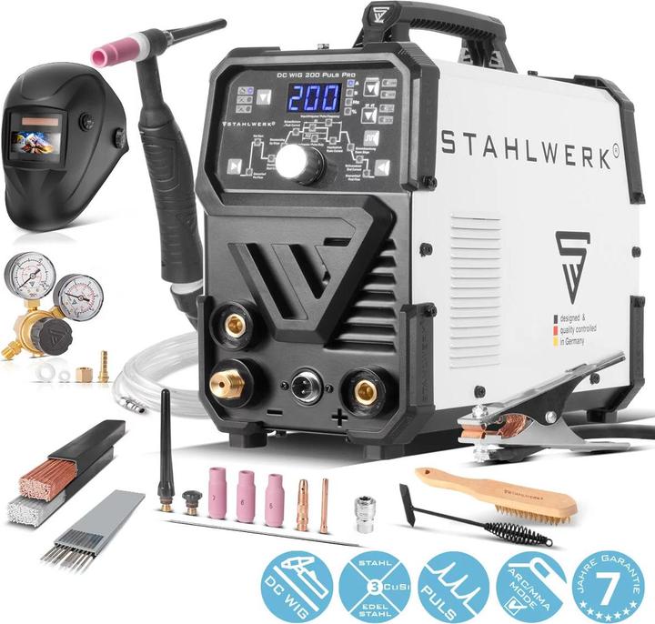 Actual product image Stahlwerk Combination welding machine DC TIG 200 Pulse Pro fully equipped 2 in 1