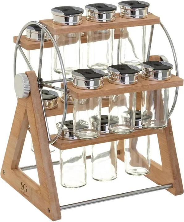 Actual product image 5Five Spice holder - cool design - bamboo - 15 tins