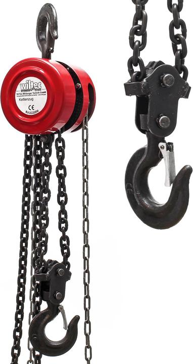 Immagine prodotto Wiltec Blocco a catena con capacità di carico di 3000 kg e lunghezza della catena di 3 m, paranco per