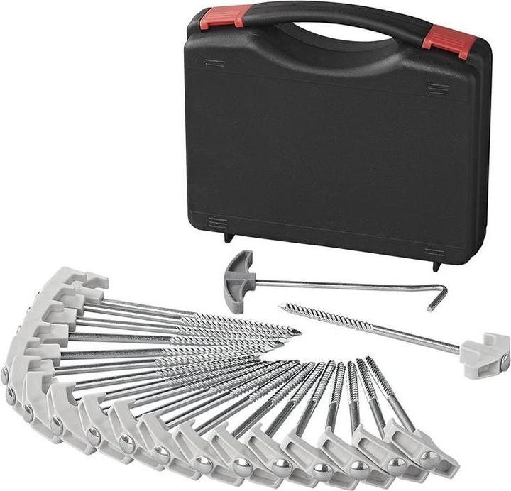 Image du produit ProPlus Piquet de tente 20 cm Metal Heavy Duty avec crochet en plastique - Set de 20 pièces dans un coffret