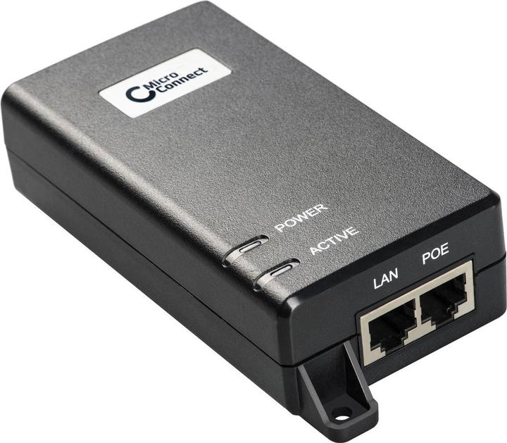 Produktbild MicroConnect POEINJ-30W-UK PoE-Adapter 10 Gigabit Ethernet,100 Gigabit Ethernet 48 V (802.3af (PoE), 802.3at (PoE+), 30 W)
