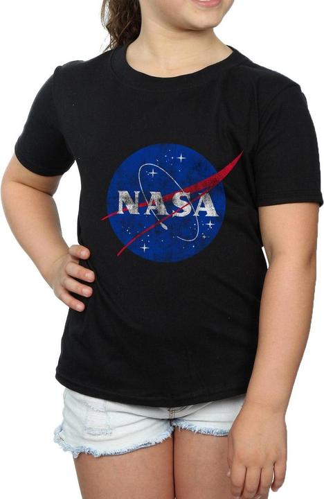 Actual product image Nasa Girls Classic Insignia Logo Distressed Cotton T-Shirt (128)
