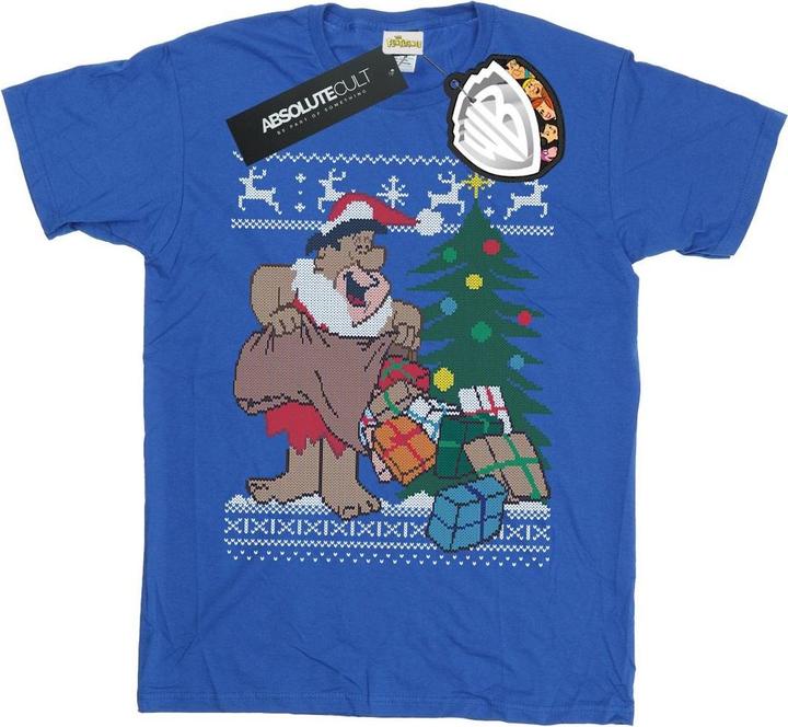 Actual product image The Flintstones Mens Christmas Fair Isle T-Shirt (L)