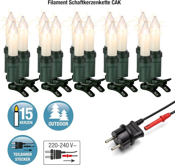 Produktbild Hellum 530926 Schaftkerzenkette CAK aussen 15tlg.E14/4W (14 m)