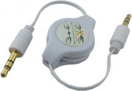 Produktbild Hermex 3.5mm Audio ausziehbares 1 Meter Kabel AUX Klinke Stereo WEISS (1 m, 3.5mm Klinke (AUX))