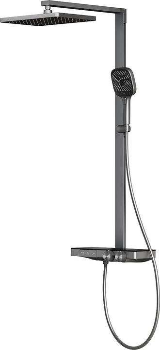 Emke Système de douche avec thermostat anthracite mat Débit réglable Douchette 4 jets avec support de