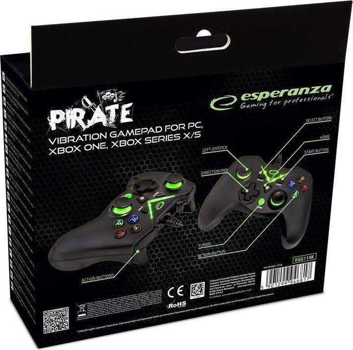 Image du produit Esperanza EGG114K žaidimų pultelis kompiuteris (Xbox Series X, Xbox Series S, PC, Xbox One S)