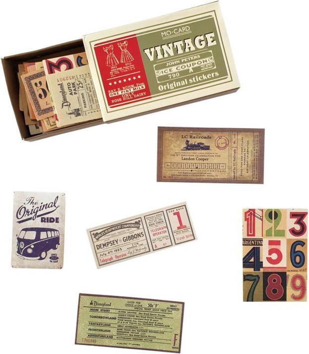 Actual product image JTI 60x sticker labels in box, vintage - No. 6