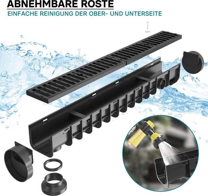 Actual product image Wiltec Drainage channel 1m Cover grating 12.5t Cast iron drainage channel Drainage channel