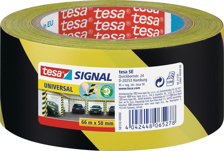 Produktbild tesa UNIVERSAL Signal Markierungsband, selbstklebendes PP Warnband zur permanenten Markierung (50 mm)
