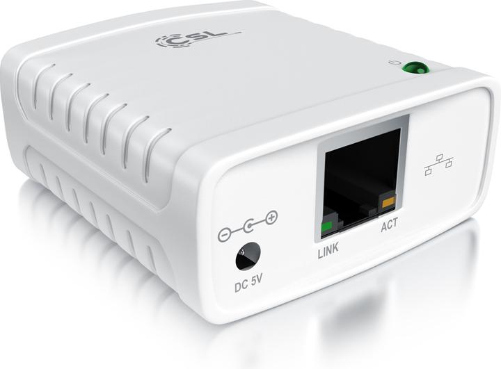 Produktbild CSL LAN Printserver Druckerserver USB2.0, LRP Print Server für Windows, Netzwerk USB zu RJ45, DHCP fähig