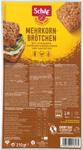 Actual product image Schär Multigrain gluten free rolls (210 g)