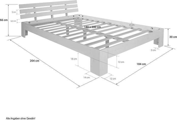 Image du produit Homestyle4u Lit double Lit en bois Lit futon (180 x 200 cm)