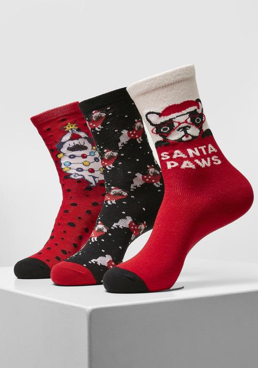 Produktbild Urban Classics Pug Christmas Socks 3-Pack (3er Pack, 39 - 42)