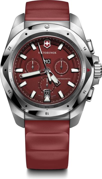 Immagine prodotto Victorinox I.N.O.X. Chrono 43, SIR, quadrante ROSSO, cinturino in gomma ROSSO (Cronografo, Orologio sub, 43 mm)