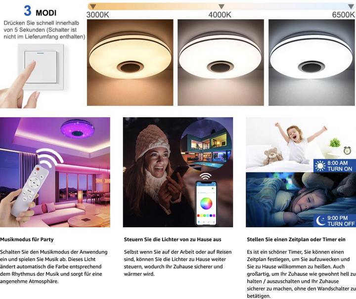 Produktbild Gindoly LED Deckenleuchte Smart (2500 lm)