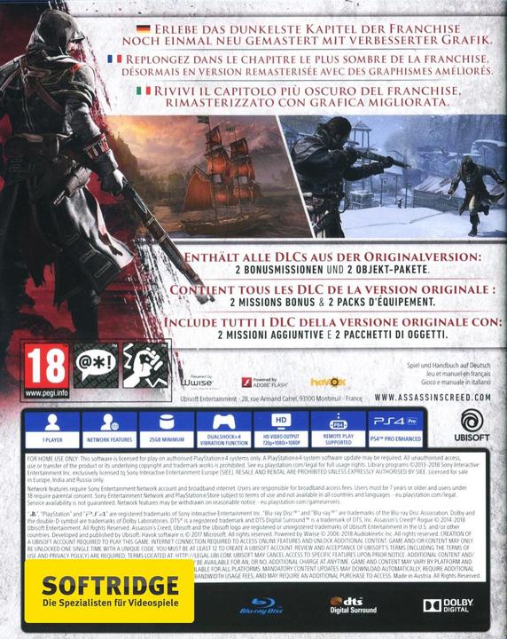 Produktbild Ubisoft Assassin's Creed: Rogue - Remastered (PS4, EN)