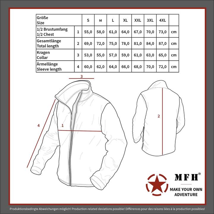 Nährwerte und Zutaten Mfh Combat Fleece Jacke (XL)