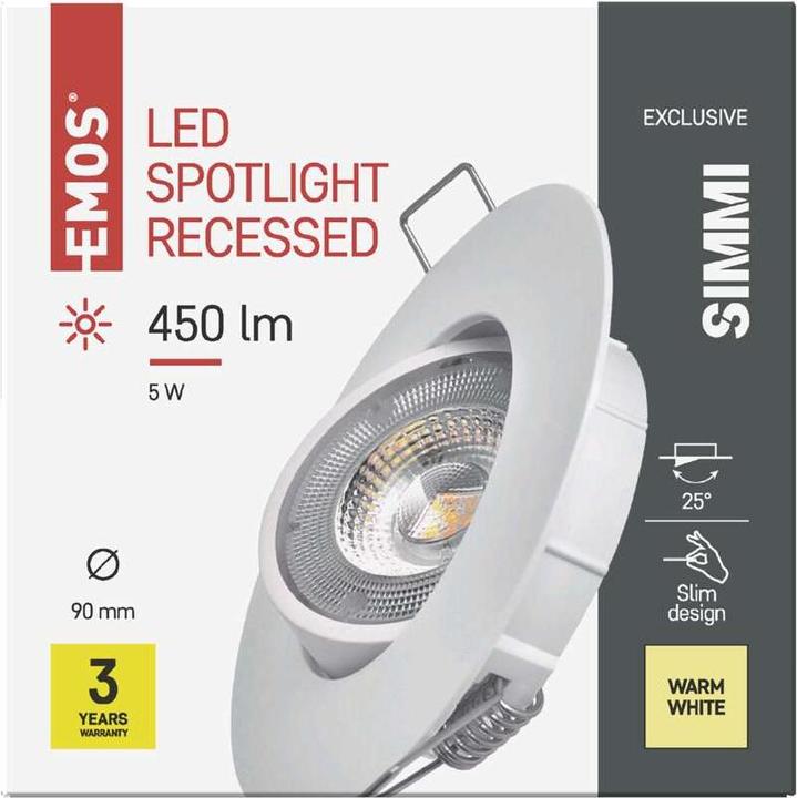 Immagine prodotto Emos Spot LED a soffitto Bianco esclusivo, rotondo, 5W bianco caldo (450 lm)