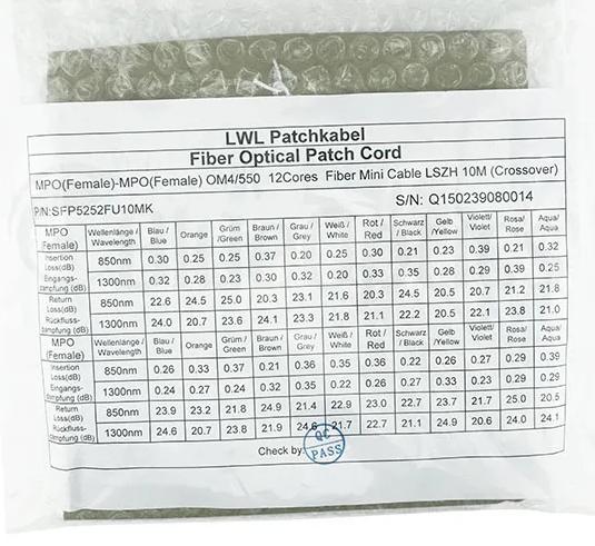 Actual product image BlueOptics 470-ADBK kompatibles MPO-MPO Multimode OM4 Patchkabel 3 Meter (470-ADBK-BO) (U/UTP, 3 m)