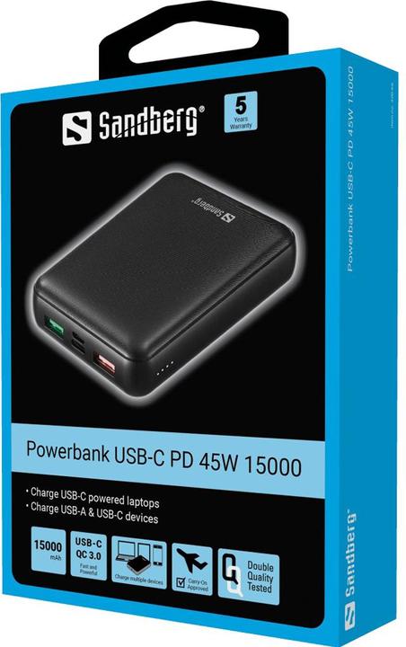 Produktbild Sandberg Powerbank USB-C PD 45W 15000 (15000 mAh, 45 W, 55.50 Wh)
