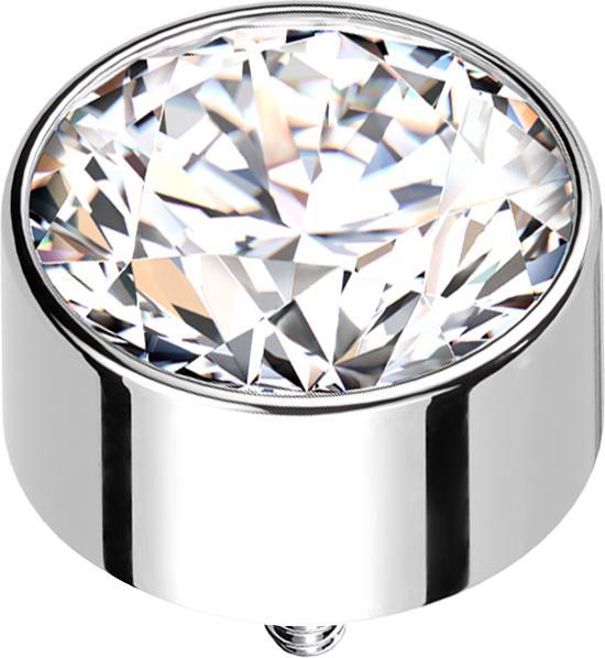 Star Piercing Dermal Anchor Zylinder hoch silber mit Kristall silber (ohne Messing, Titan G23)