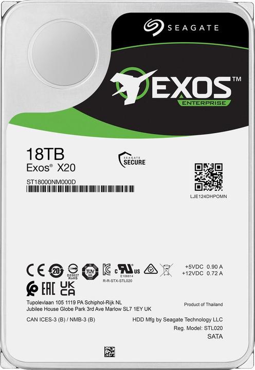 Image du produit Seagate Exos X20 SAS (18 To, 3.5", CMR)