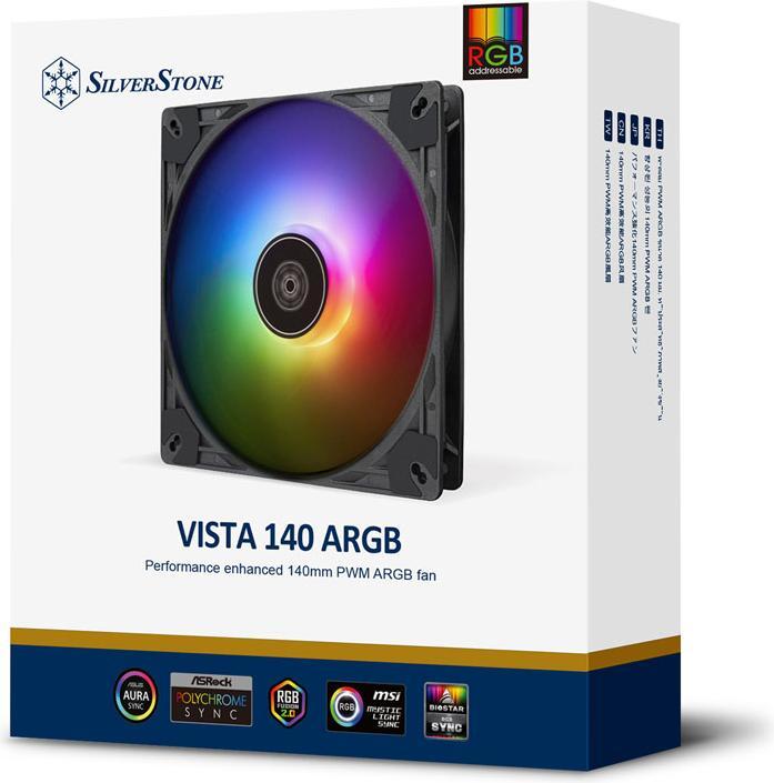 Actual product image Silverstone SST-VS140B-ARGB - VISTA Performance enhanced 140mm PWM ARGB fan, black (140 mm, 1 x)