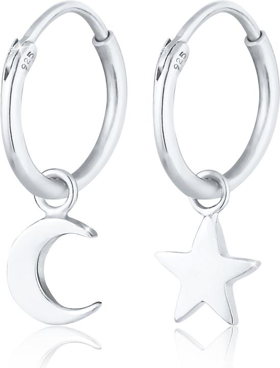 Elli Creolen Anhänger Stern Halbmond (925 Silber)