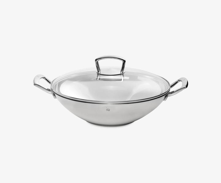 Produktbild WMF Wok Wokpfanne 36cm mit Glasdeckel Induktion Edelstahl (36 cm, Wok Pfanne, Edelstahl)