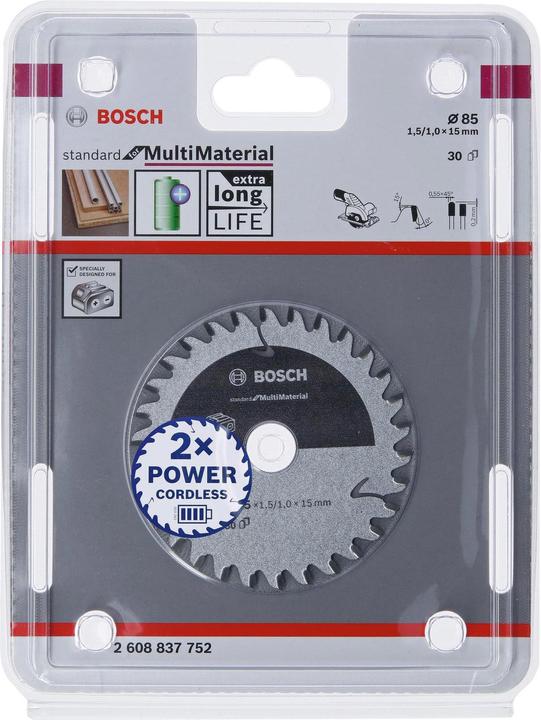 Immagine prodotto Bosch Professional Zubehör Lama per sega circolare a batteria PRO Multi Material, 85 x 1,5 x 15 mm