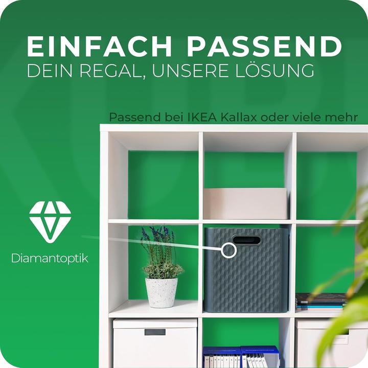 Produktbild Novaliv 12x Box 30x30x30 cm Kunststoff Boxen für Kallax Regal Körbe 30x30 Aufbewahrungsbox als Schra (30 x 30 x 30 cm, 25 l)