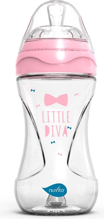 Nuvita Bottiglia di vetro anticolica rosa 3M+ (240 ml)