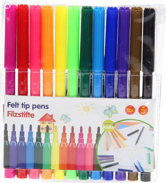Topwrite Kids Felt tip pens, 12pcs. (Multicoloured, 12 x)